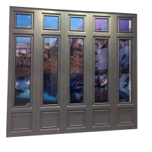 Roman style customized size powder coating laminated tempered glass fixed window used commercial
